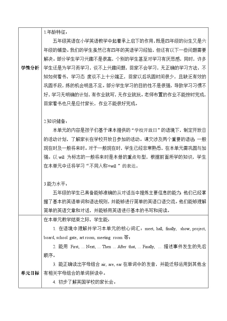 沪教牛津版(六三制一起)五下 Module 3 Unit 7《Open day》Period 2 单元教案第3页