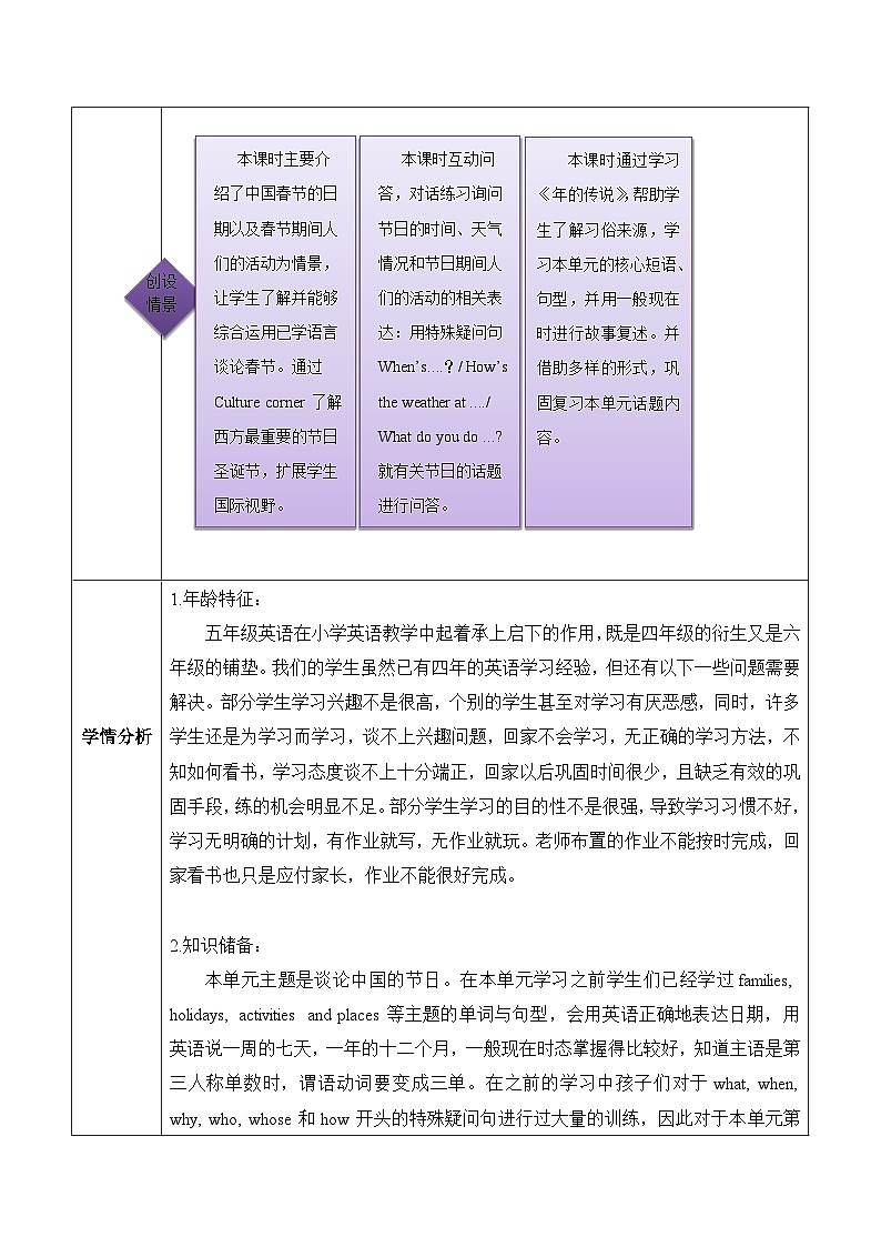 沪教牛津版(六三制一起)五下 Module 4 Unit 11《Chinese festivals》Period 2 单元教案第3页