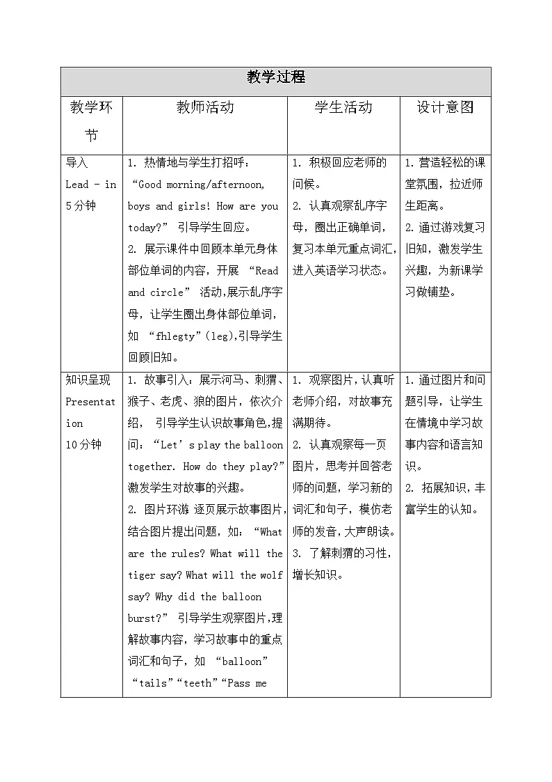 人教PEP2024英语 二下 Unit 5 Lesson 4 教学设计第2页