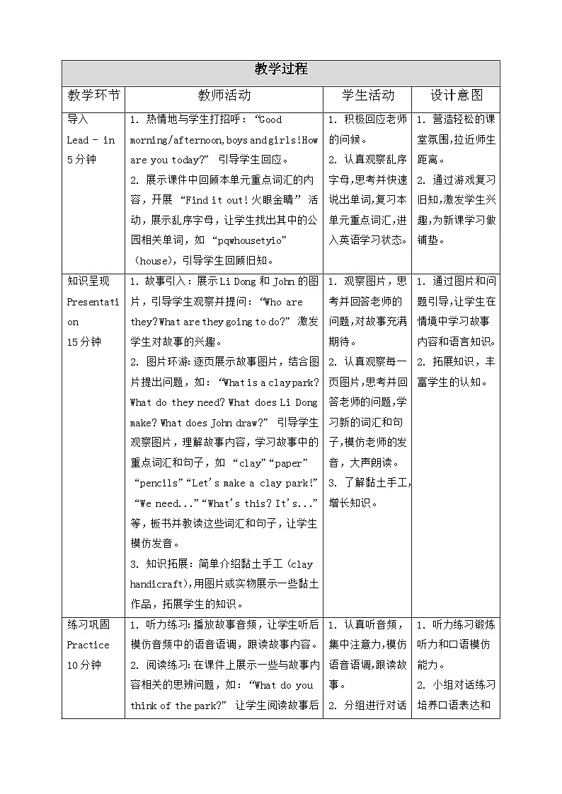 人教PEP2024英语 二下 Unit 4 Lesson 4 教学设计第2页