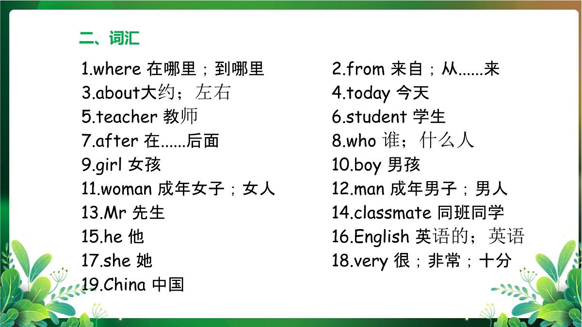 人教PEP2024英语 三下 Unit 1 复习 课件第5页