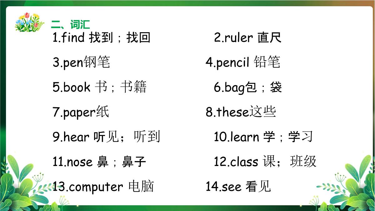 人教版（PEP2024）英语 三下Unit 3 复习 课件第5页