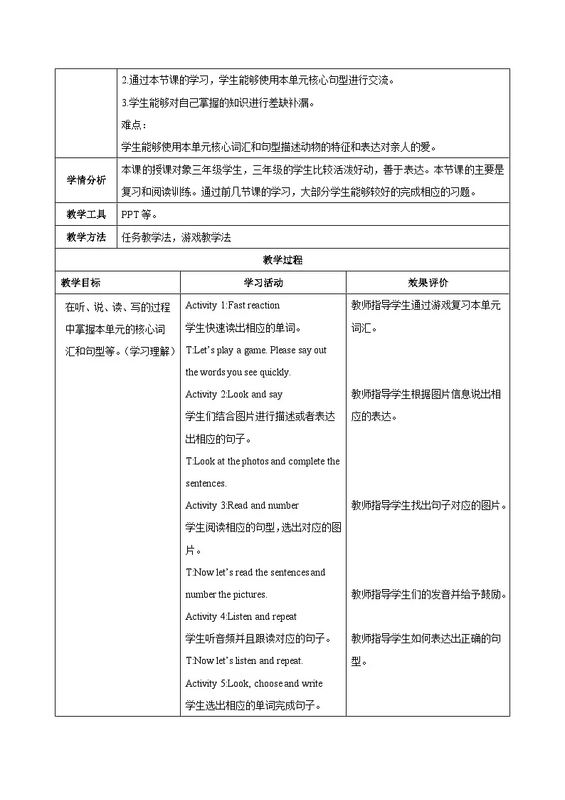 人教版（PEP2024）英语 三下Unit 2 第6课时 B Read and write C Reading教学设计第2页