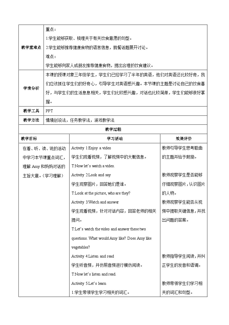人教版（PEP2024)英语 三下Unit 4 第4课时 B talk教学设计第2页