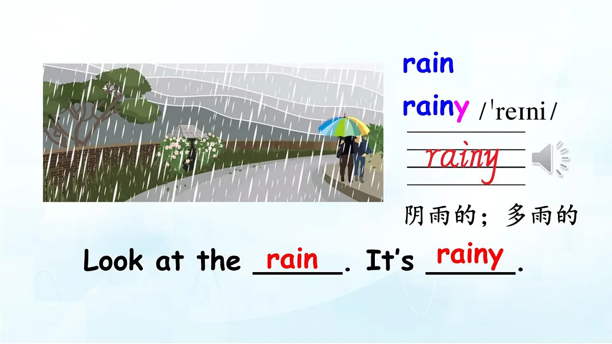 人教版PEP小学四年级英语教学课件《Unit 3 Weather》Part B 第1课时第7页