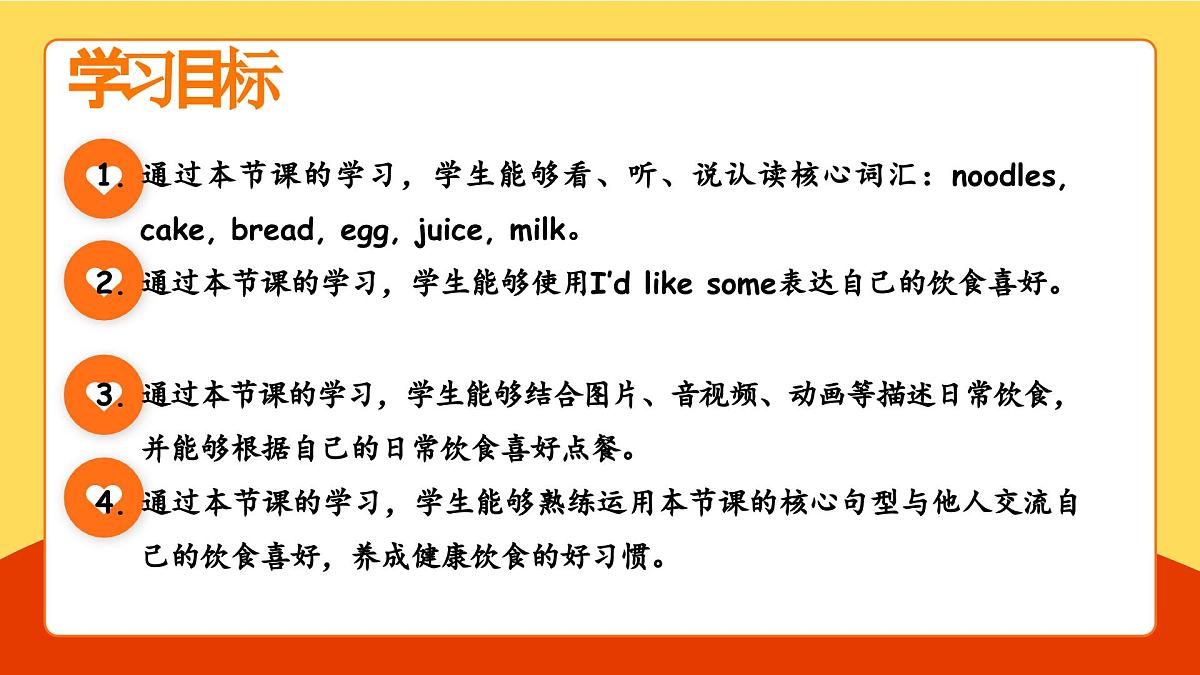 Unit 4 Healthy food Part A Let’s learn&Listen and do（课件）第2页