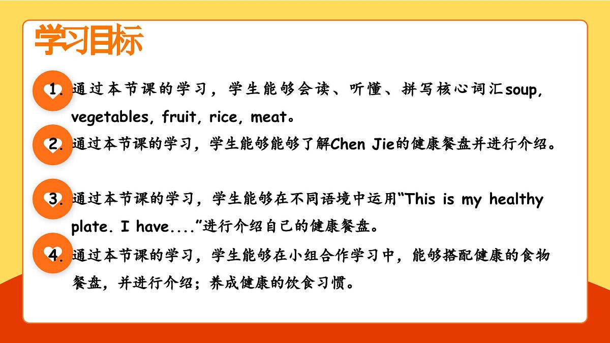 Unit 4 Healthy food Part B Let's learn&Listen and chant（课件）第2页