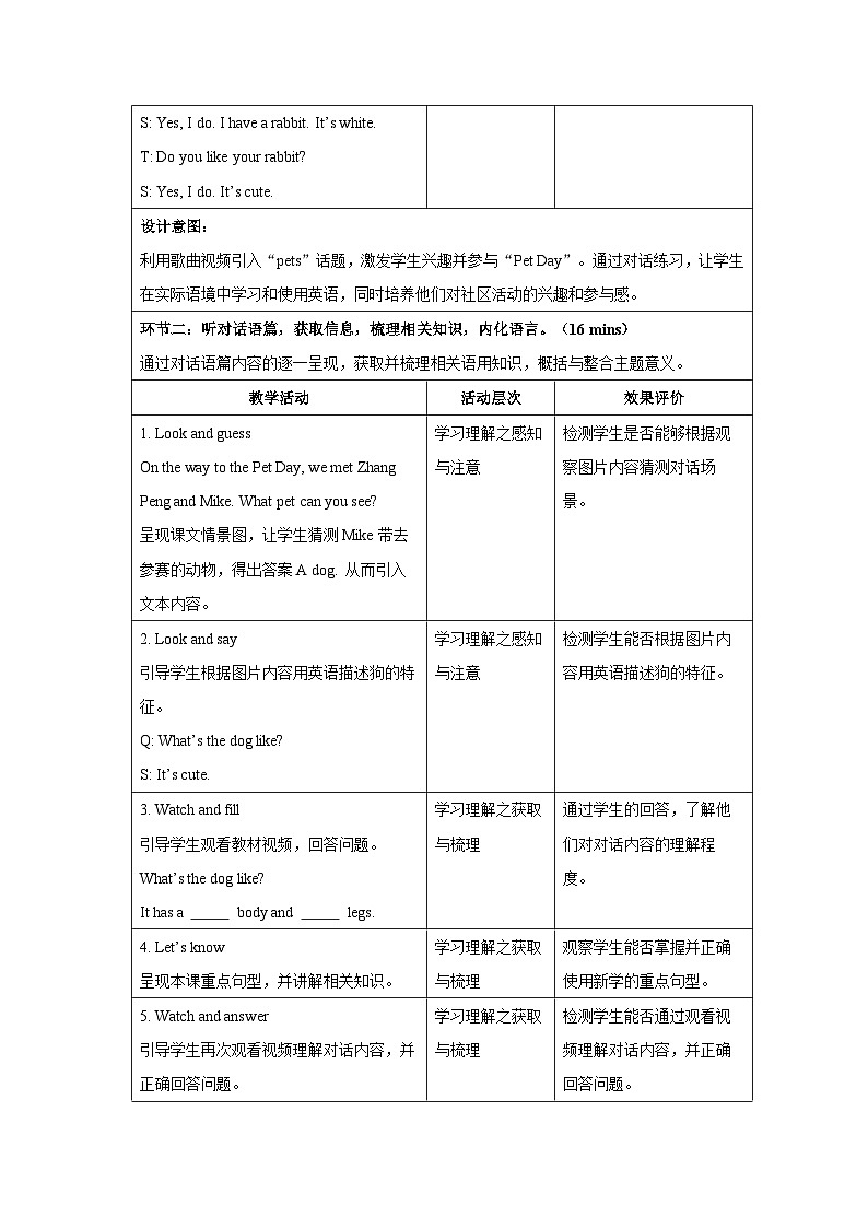 Unit 2  Expressing yourself  Part A Let's talk 教案 英语人教版（2024）三年级下册第3页