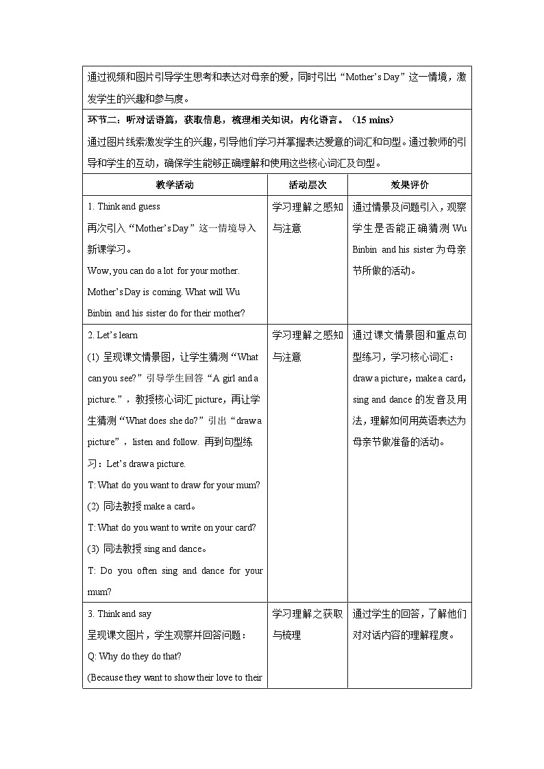 Unit 2 Expressing yourself Part B Let's learn 教案  英语人教PEP版（2024）三年级下册第3页