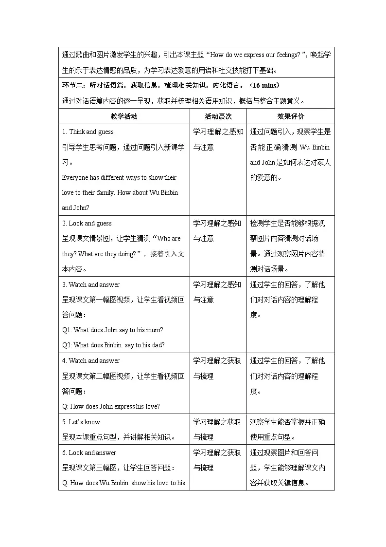 Unit 2 Expressing yourself Part B Let's talk 教案 英语人教PEP版（2024）三年级下册第3页