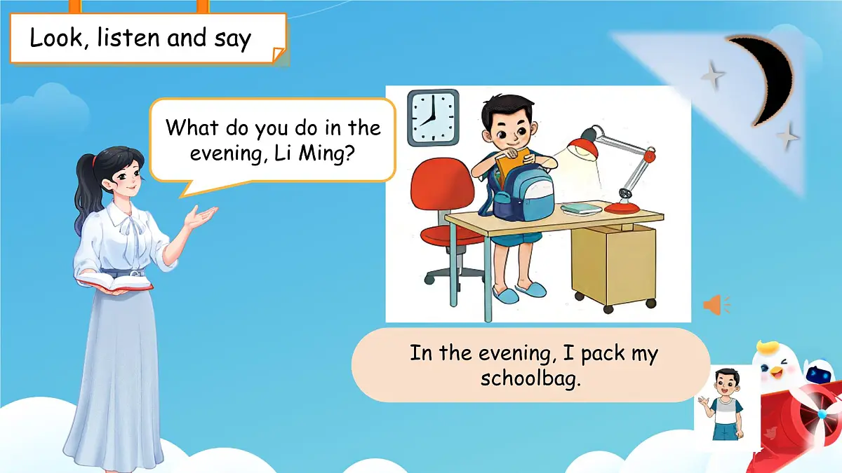 Unit 3 Lesson 2 In the evening课件 小学英语冀教版（2024）三年级下册第8页