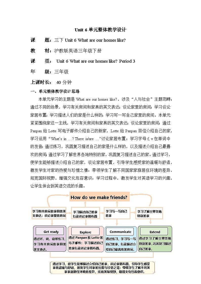 Unit 6 What are our homes like Period 4 Extend 单元教学设计第1页
