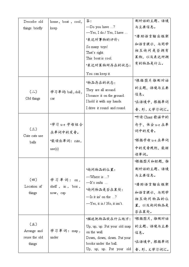 Unit5 Old toys A let's learn 教案 三年级英语下册 人教版PEP版第3页