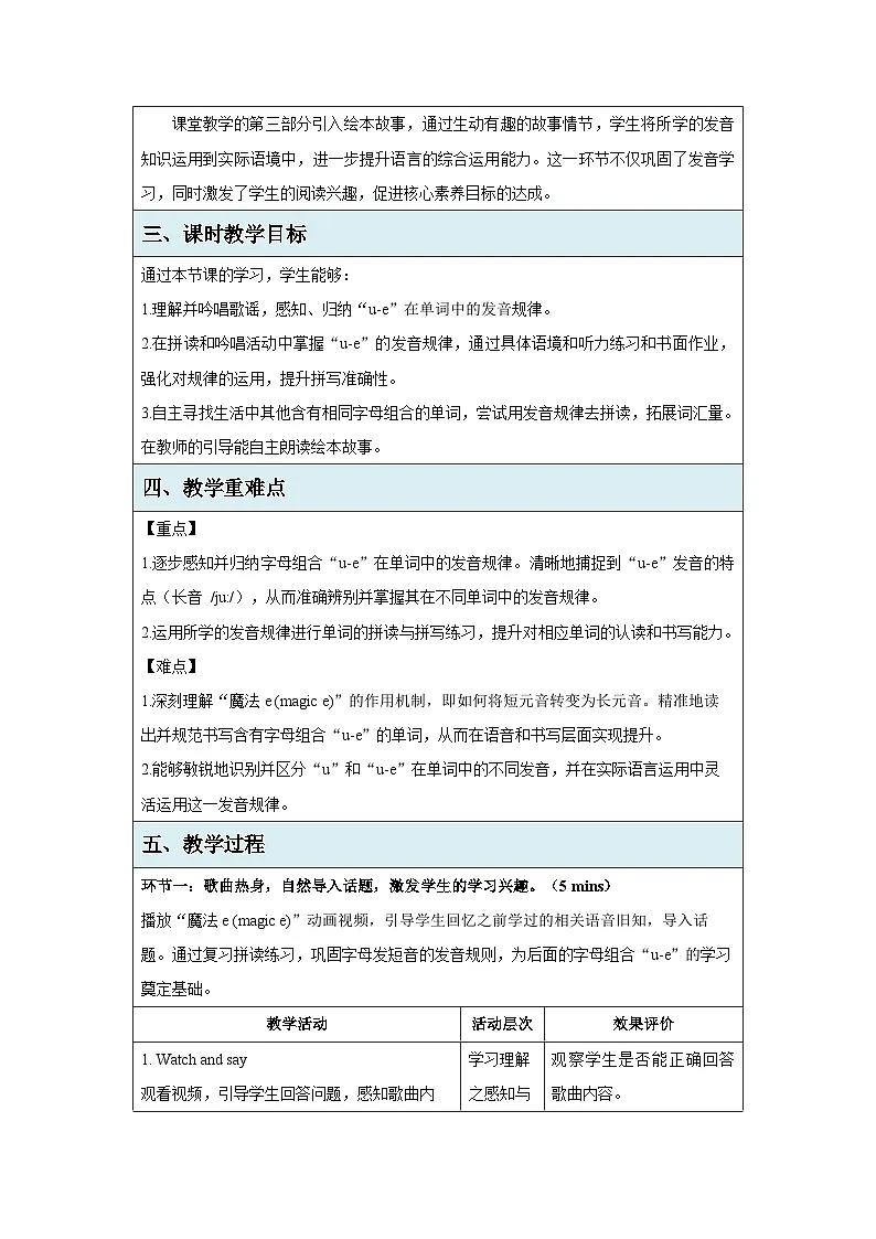 Unit 5 Old toys Part A Let's spell 教案 英语人教PEP版（2024）三年级下册第五单元第2页
