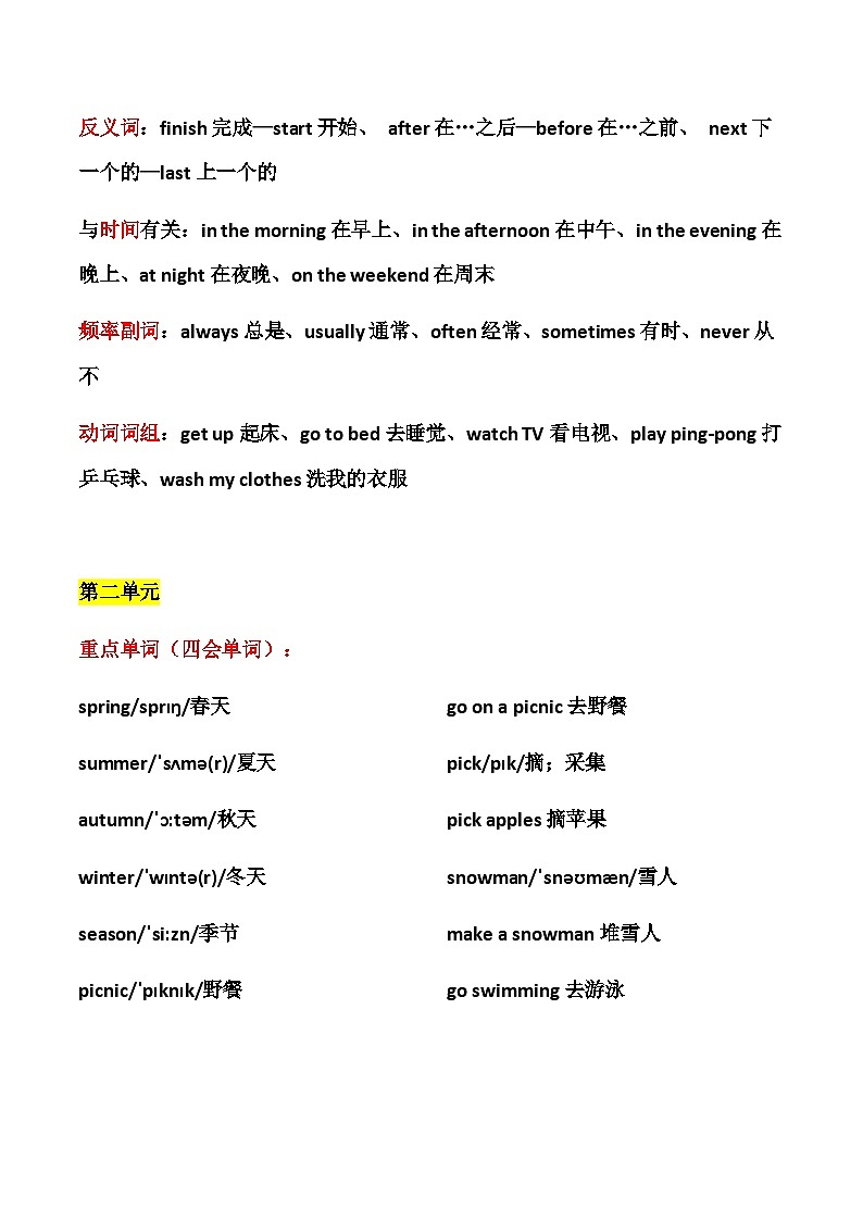 人教PEP版五年级下册英语期末复习全册常考语法知识点讲义第2页