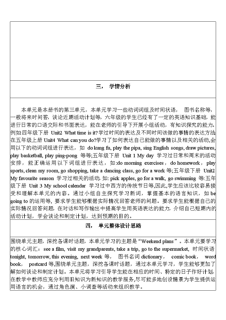 【单元整体教学设计】Unit 3 My weekend plan PA Let's talk 教案第2页
