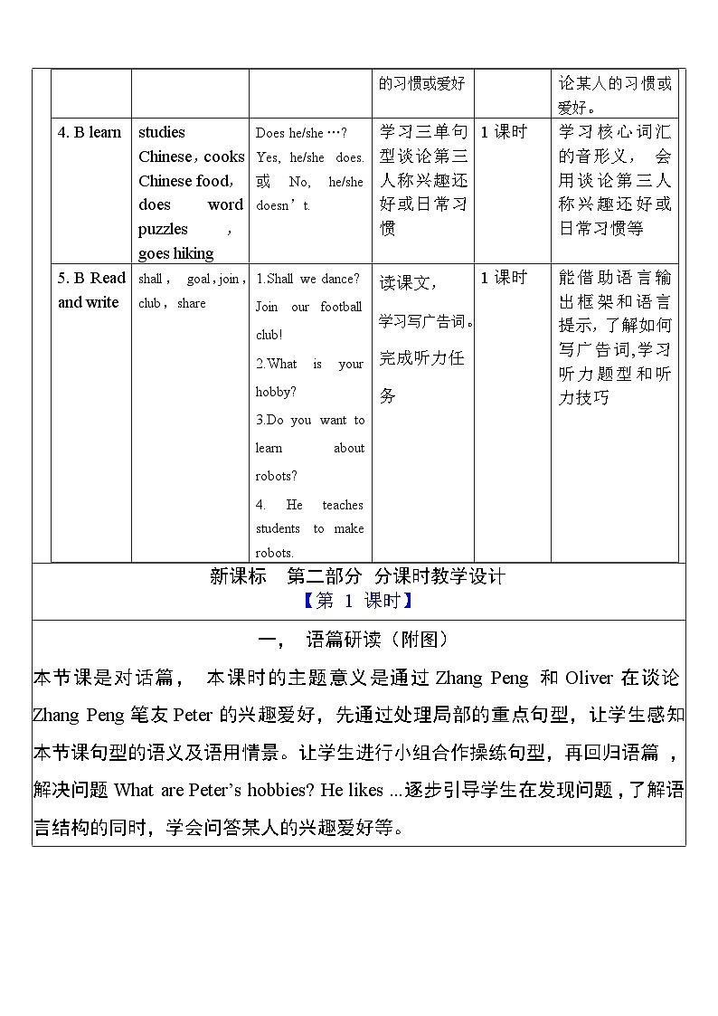 【单元整体教学设计】Unit 4 I have a pen pal PA Let's talk 教案第3页