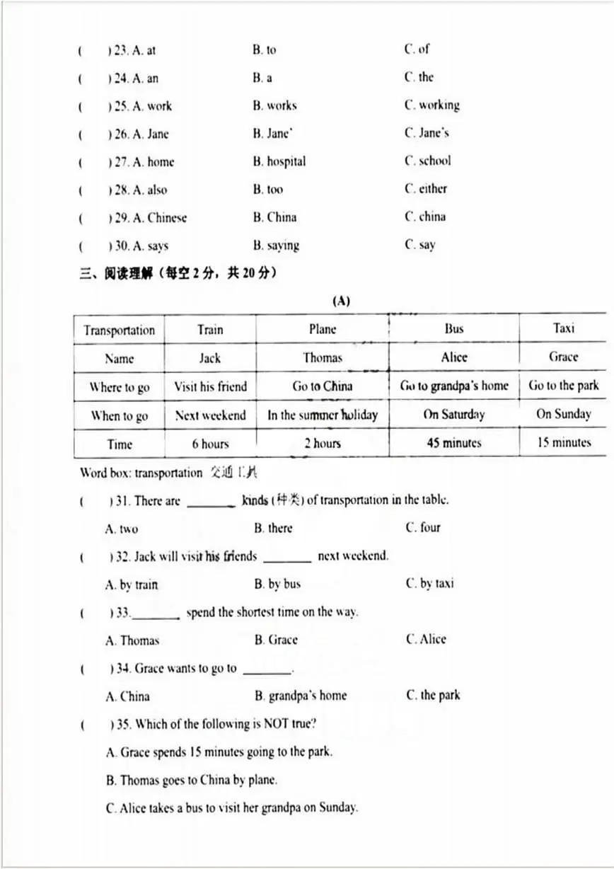 黑龙江省哈尔滨市德强学校2022-2023学年（五四制）六年级上学期开学测试英语试题第3页