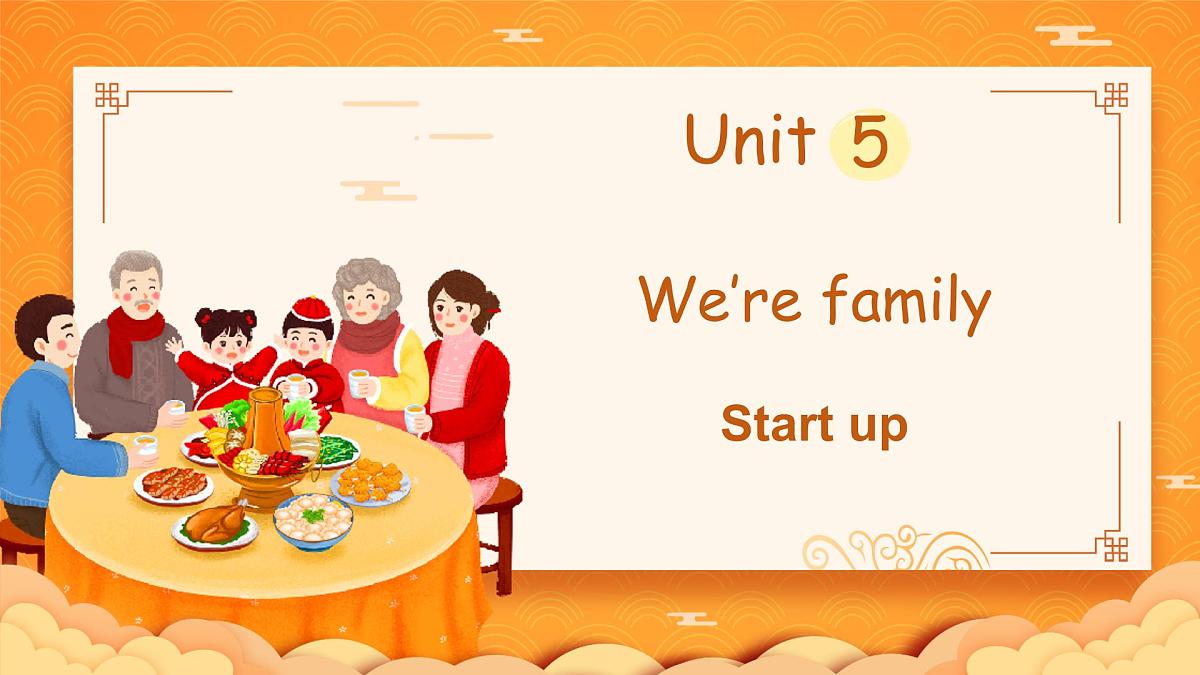 外研版（三起2024）英语三年级上册 Unit 5 We're family 第2课时 Start up（课件）第1页