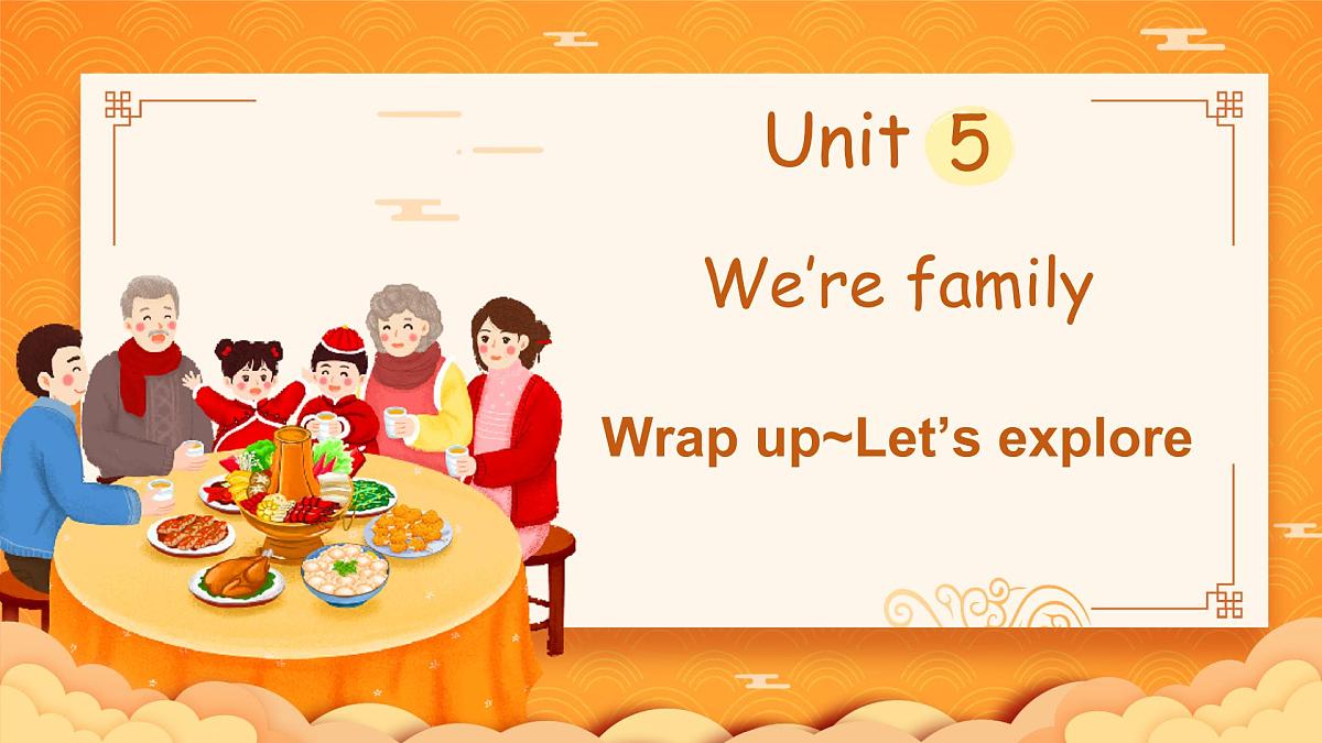 外研版（三起2024）英语三年级上册 Unit 5 We're family 第6课时 Wrap up~Let's explore（课件）第1页