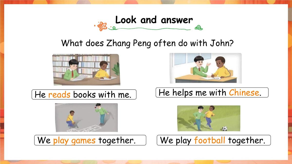 人教PEP版（2024）英语四年级上册 Unit 2 My friends Part B (5) Let's learn ~ Look ,choose and say（课件）第7页