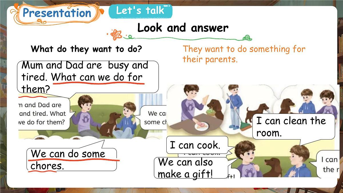人教PEP版（2024）英语四年级上册 Unit 1 Helping at home Part B (4) Let's talk ~Discuss and make a list（课件）第6页