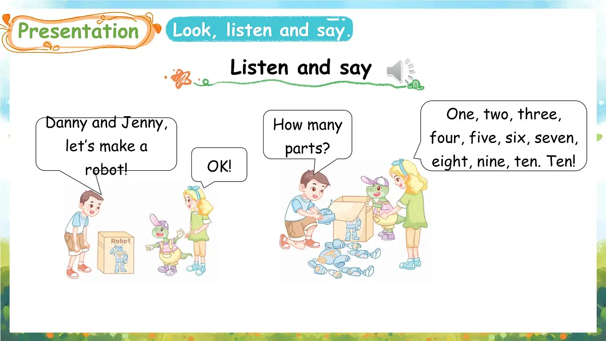 冀教版（三起）（2024）英语三年级上册 Unit 5 About me Lesson 1 Let's make a robot!（课件）第4页