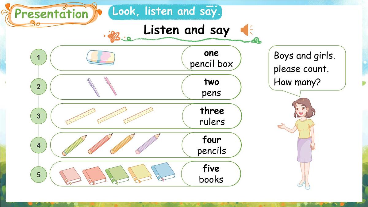 冀教版（三起）（2024）英语三年级上册 Unit 4 My friends Lesson 2 Friends share（课件）第5页