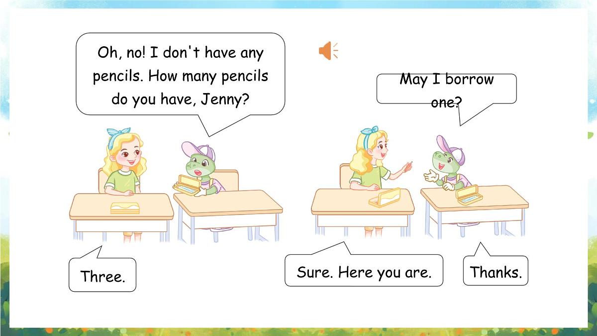 冀教版（三起）（2024）英语三年级上册 Unit 4 My friends Lesson 2 Friends share（课件）第6页