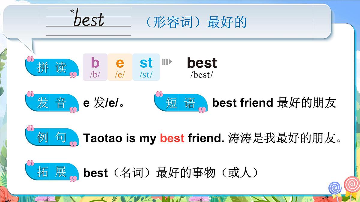 人教版PEP（2024）英语四年级上册 Unit 2 My friends 单词讲解（课件）第8页