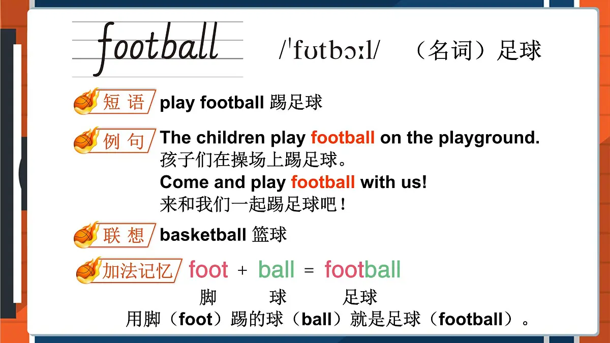 湘少版（2024）英语四年级上册 Unit 5 Can you play basketball单词讲解（课件）第8页