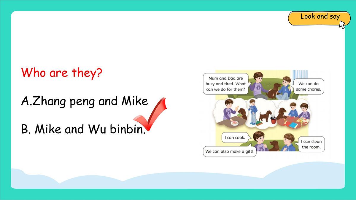 人教版PEP英语四年级上册Unit1 Helping at home B Let's talk & Make a list and talk 课件第7页