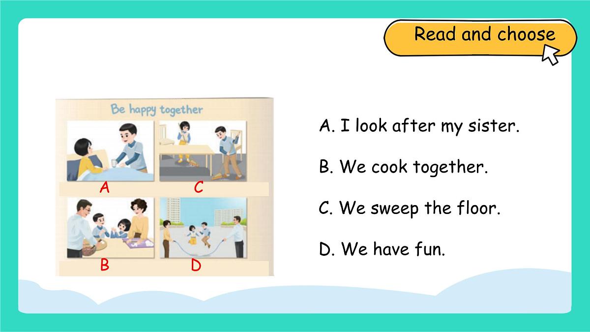 人教版PEP英语四年级上册Unit1 Helping at home B Let's learn&Listen and chant 课件第5页