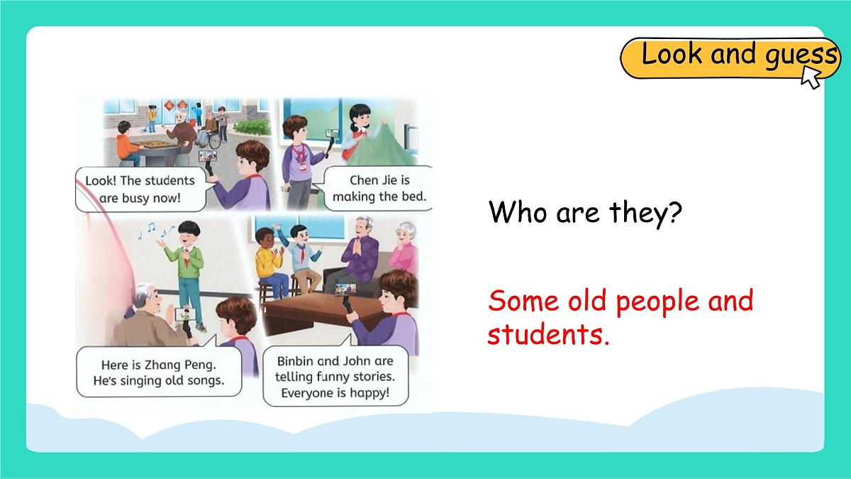 人教版PEP英语四年级上册Unit 4 Helping in the community Part B Let's talk & Look and say课件第4页