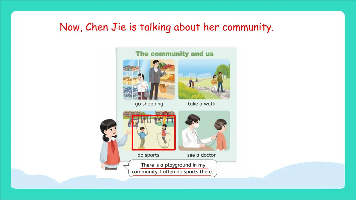 人教版PEP英语四年级上册Unit 3 Places we live in Part B What do people do in a community课件第3页