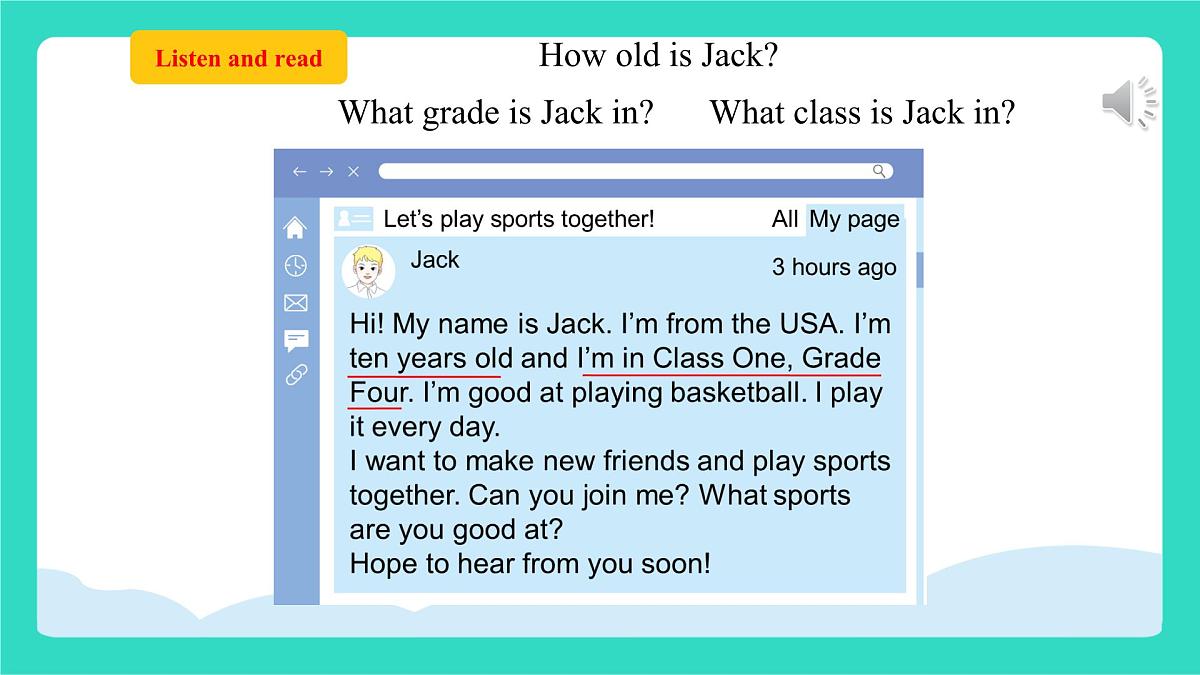 人教精通版英语四年级上册Unit 1 Sports Lesson 3（课件）第6页