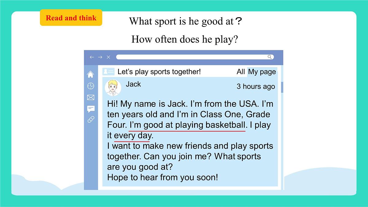 人教精通版英语四年级上册Unit 1 Sports Lesson 3（课件）第7页
