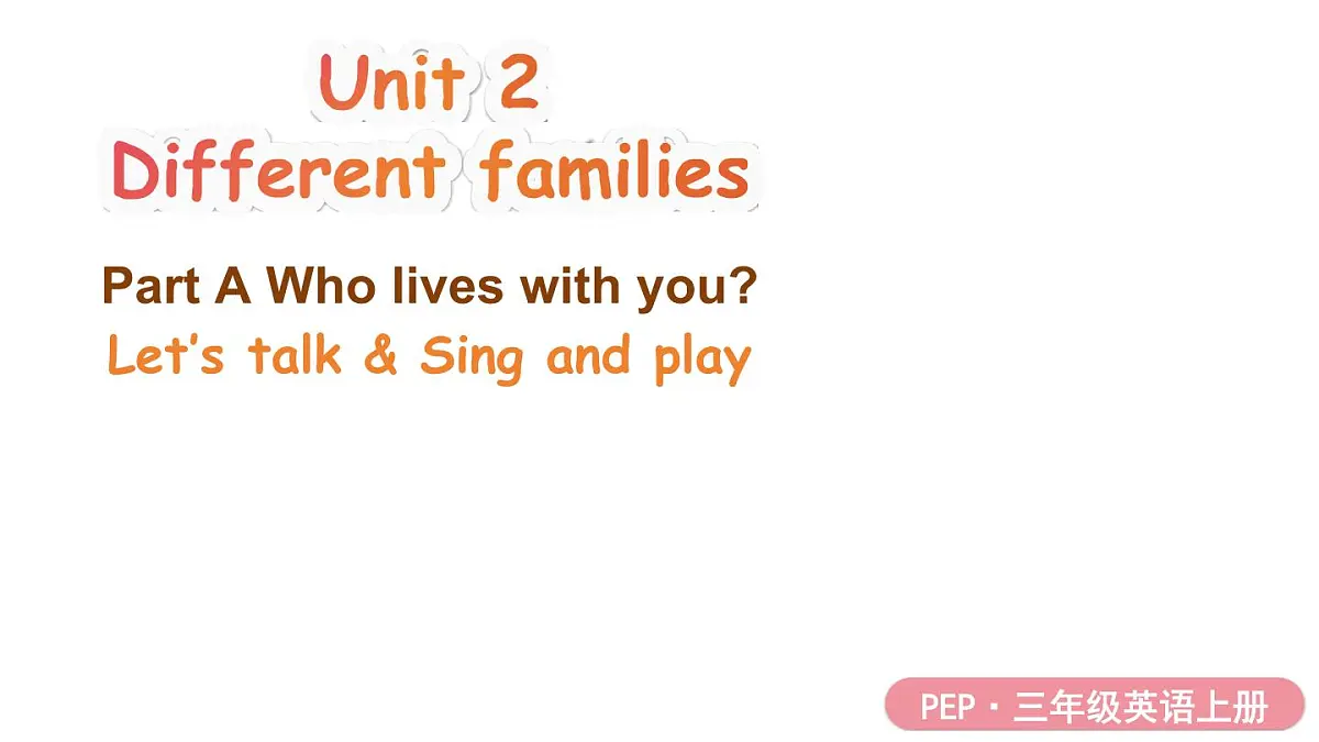 2025年 人教版PEP三年级英语上册Unit 2 Different families 第1课时 A Let's talk & Sing and play（课件）第1页
