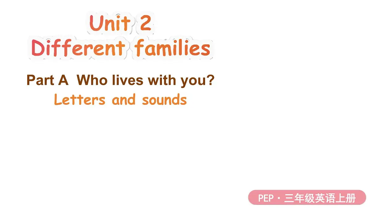 2025年 人教版PEP三年级英语上册Unit 2 Different families 第3课时 A Letters and sounds（课件）第1页