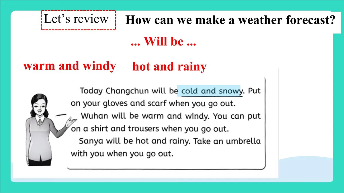 人教精通版英语四年级上册Unit 3 Weather lesson 4（课件）第8页