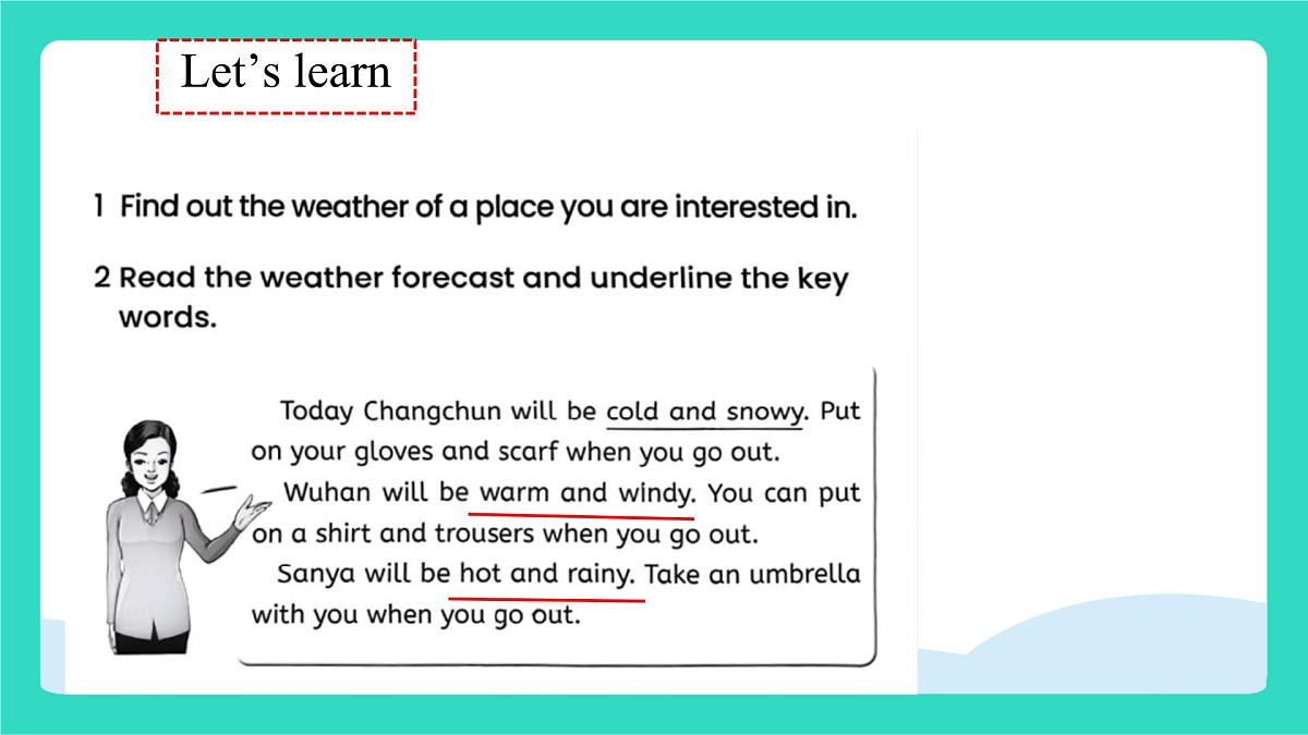 人教精通版英语四年级上册Unit 3 Weather lesson 3（1课时 课件）第7页