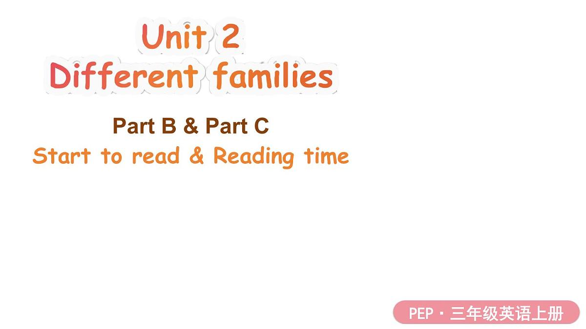2025年人教三年级英语上册Unit 2 Different families B Start to read & C Reading time（课件）（内嵌音视频）第1页