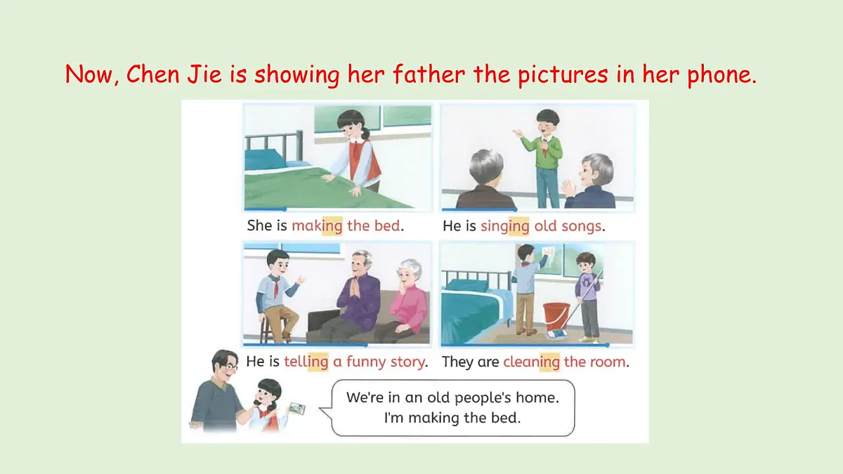Unit 4 Helping in the community B Let's learn & Make fun sentences（课件）2025-2026学年人教版四年级英语上册第3页