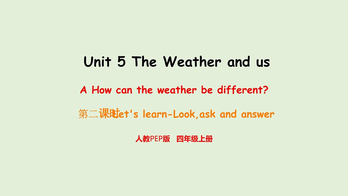 Unit 5 The Weather and us A Let's learn & Look, ask and answer（课件）2025-2026学年人教版四年级英语上册第1页