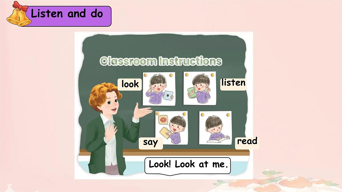 小学 英语 人教PEP版（一起）（2024） 一年级上册Unit 3 Look, listen and learn 课件第3页