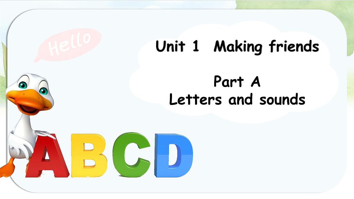 人教版PEP三年级英语上册课件《Unit 1 Making friends》Part A第1页