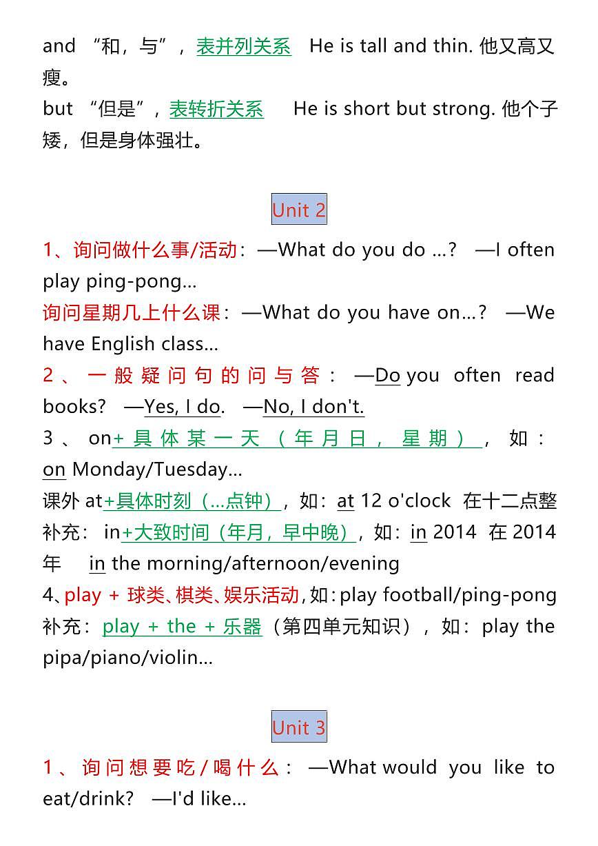 【2025秋新版】五年级英语上册 期末1-6各单元重点知识点+语法第2页