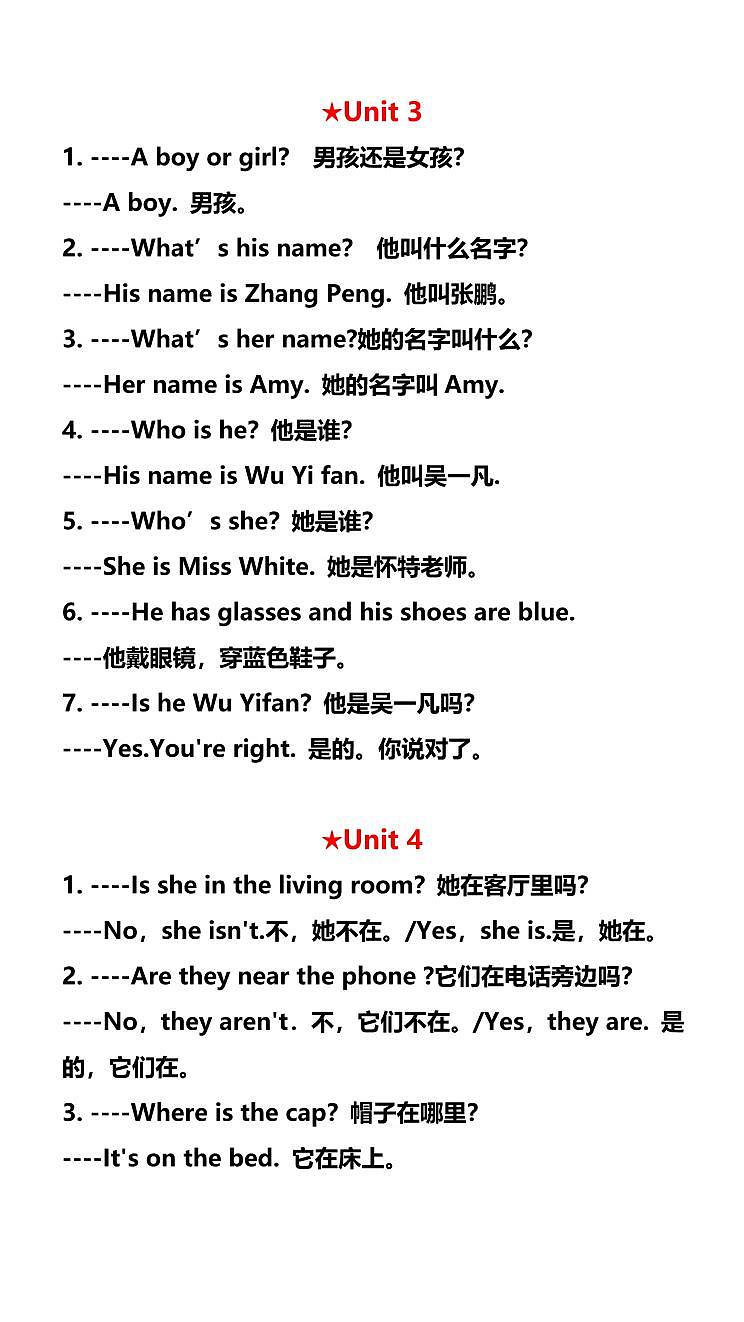 【2025秋新版】四年级英语上册 期末各单元必须要掌握的重点句型讲义第2页