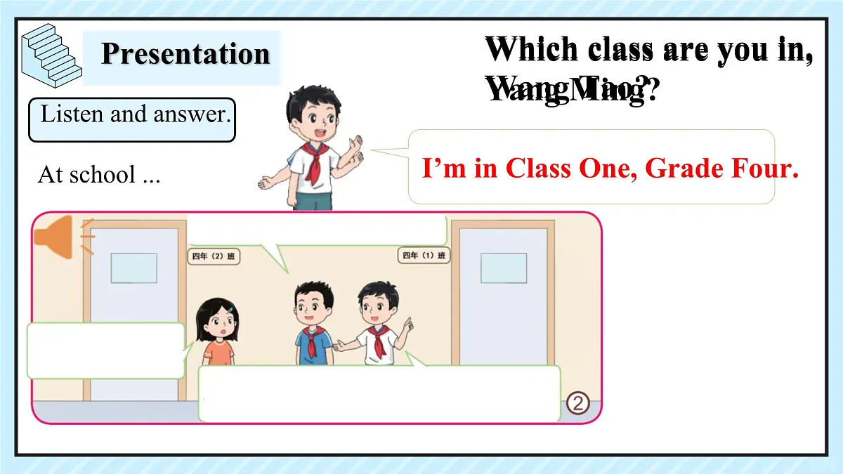闽教版（2024）小学英语四年级上册Unit 1 Lesson 2 Which class are you in 课件第5页