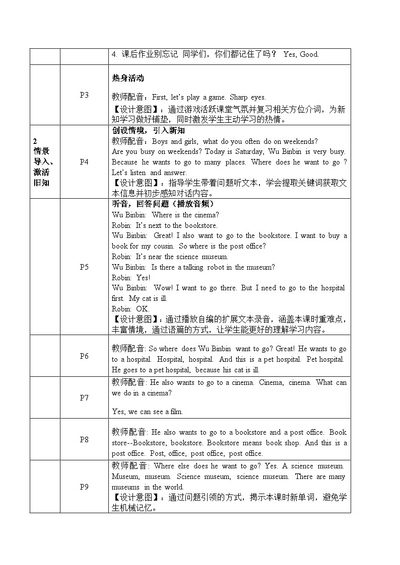 人教PEP英语六年级上册Unit 1 How can I get there_ Part A Let’s learn（教案）第2页